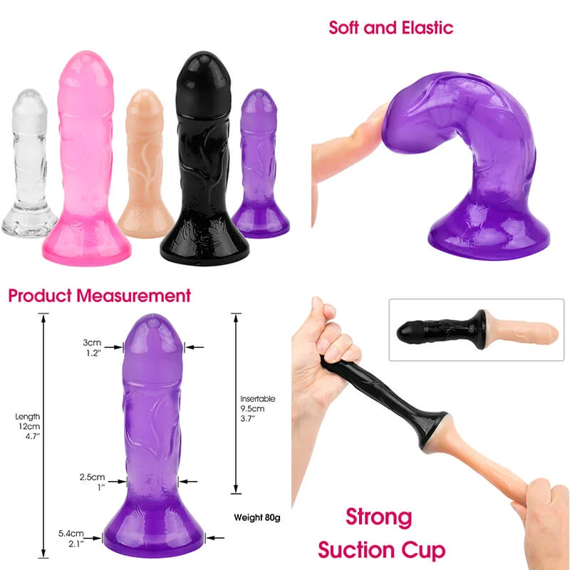 4" Soft Silicone Jelly Narrow Dildo Realistic Small Anal Plug