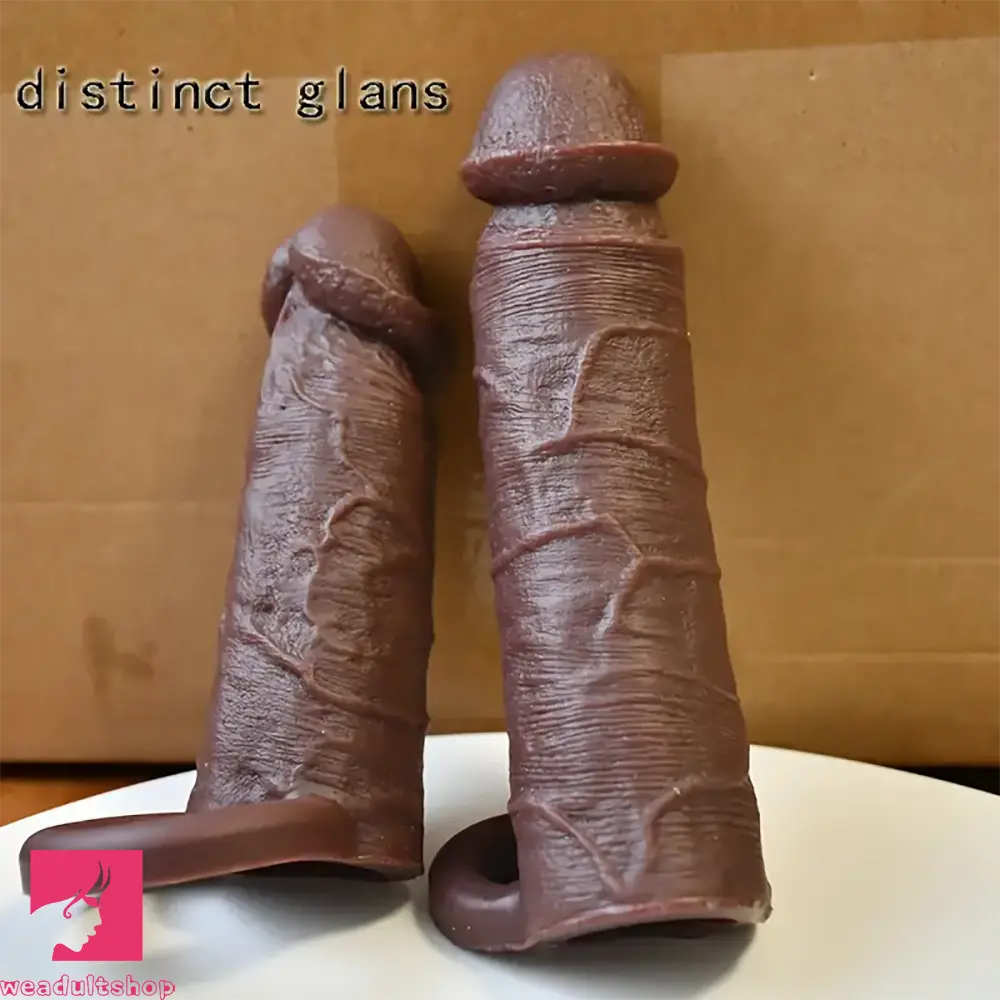 5.11in 6.29in Soft Silicone Small Lifelike Dildo Cock Sleeve Extension