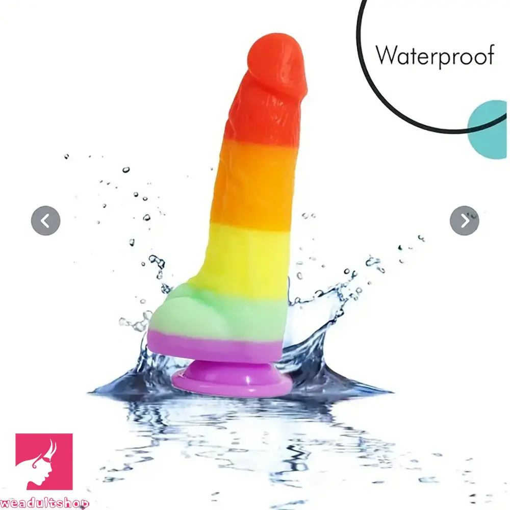 6.89in Silicone Rainbow Soft Realistic Design Harness Pleasure Dildo