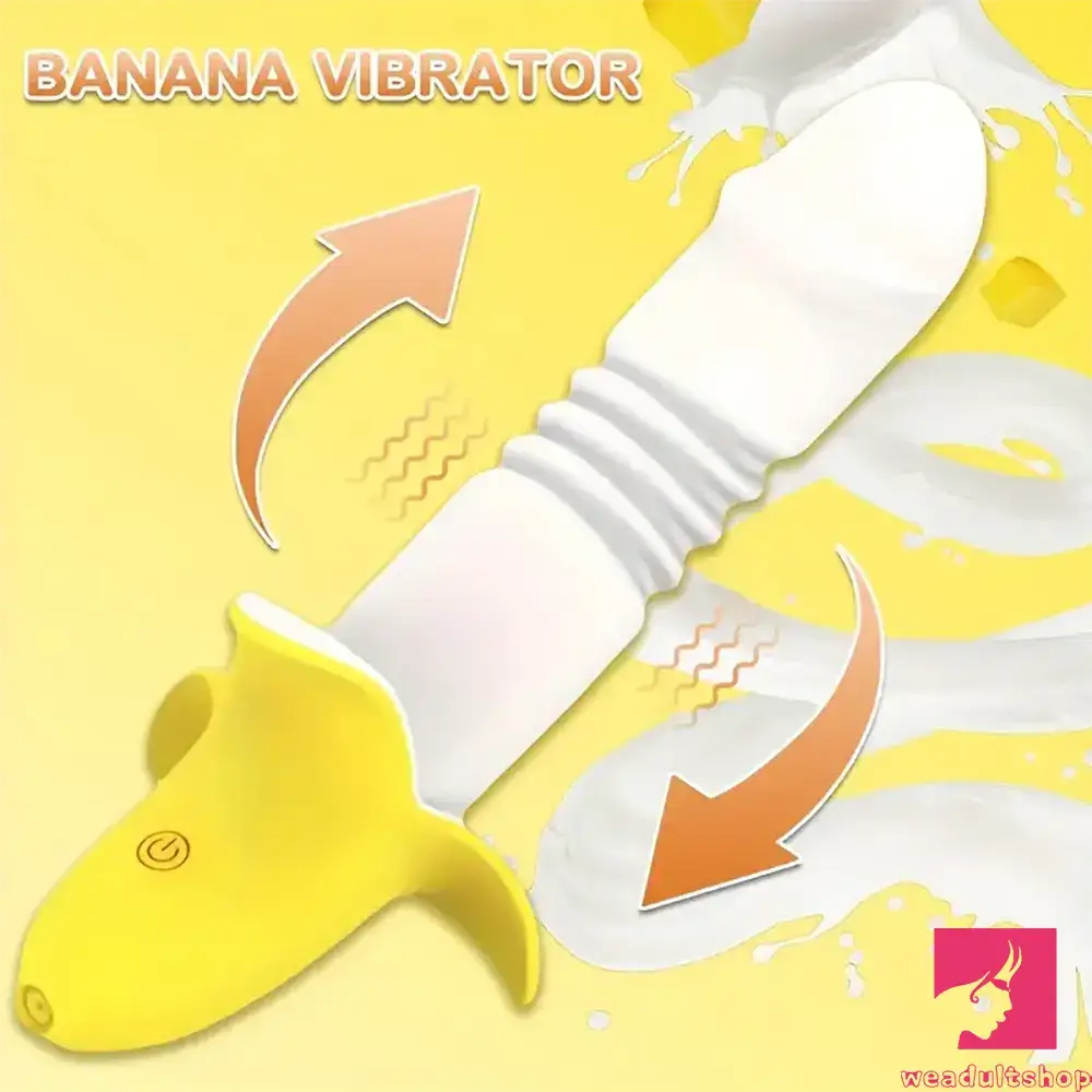 7.59in Banana Thrusting Vibrating Silicone Soft Dildo For Prostate Clit