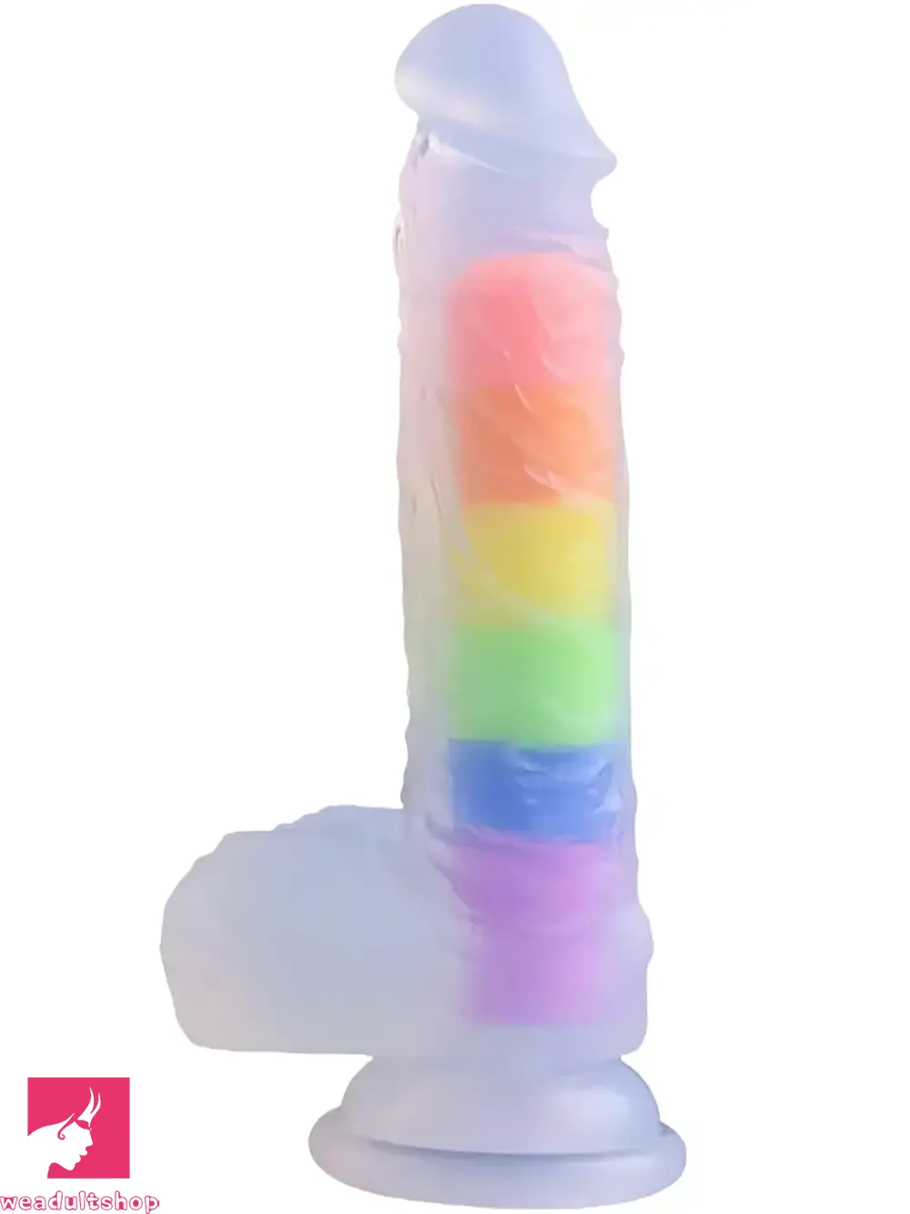 8.46in Silicone Rainbow Soft Realistic Big Crystal Clear Jelly Pleasure Dildo