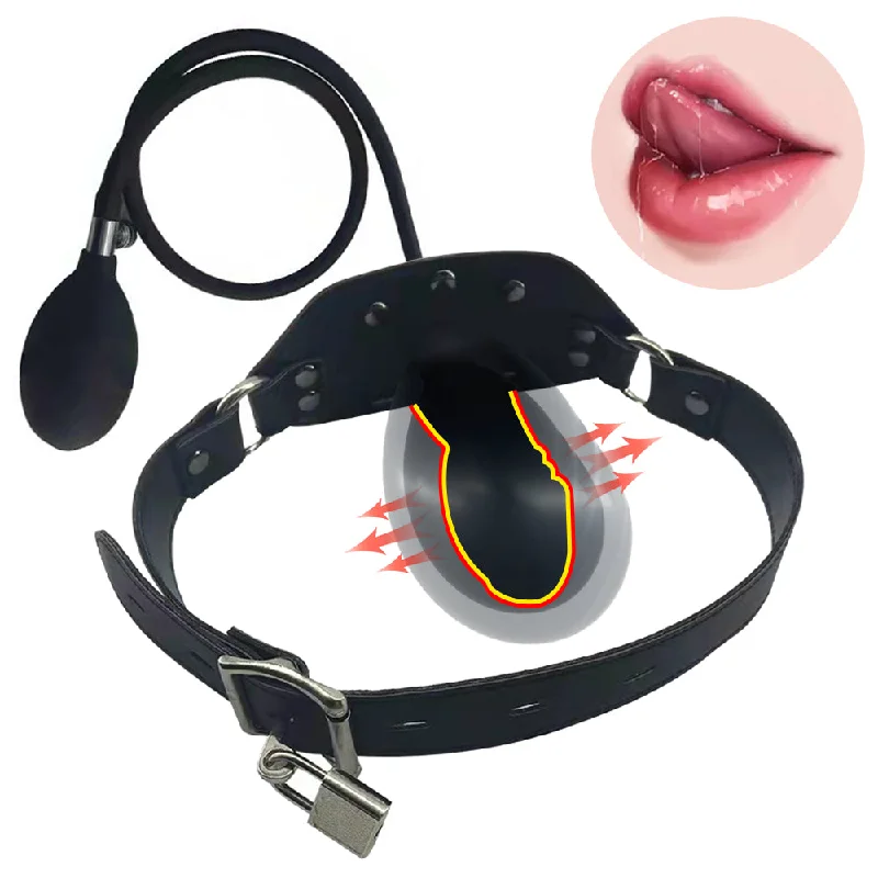 Ball Gag BDSM Toys - Inflatable Butt Plug Leather Buckle Oral Sex Toys