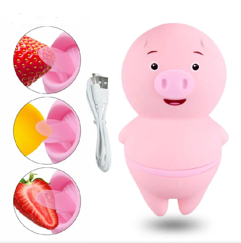 LILO Tongue Licking Pig Design Silicone Quiet Vibrator