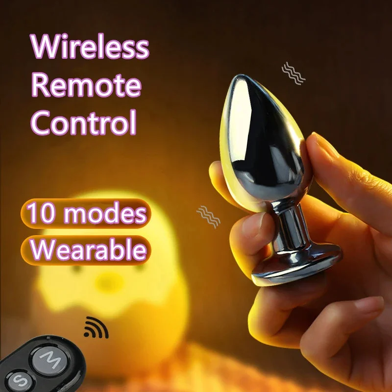 Remote Control Metal Anal Dildo - Stainless Steel Vibrating Butt Plug Anal Toys