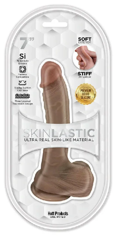 Skinsations - Skinlastic - Sliding Skin Dildo -   7-Inch With Suction Base