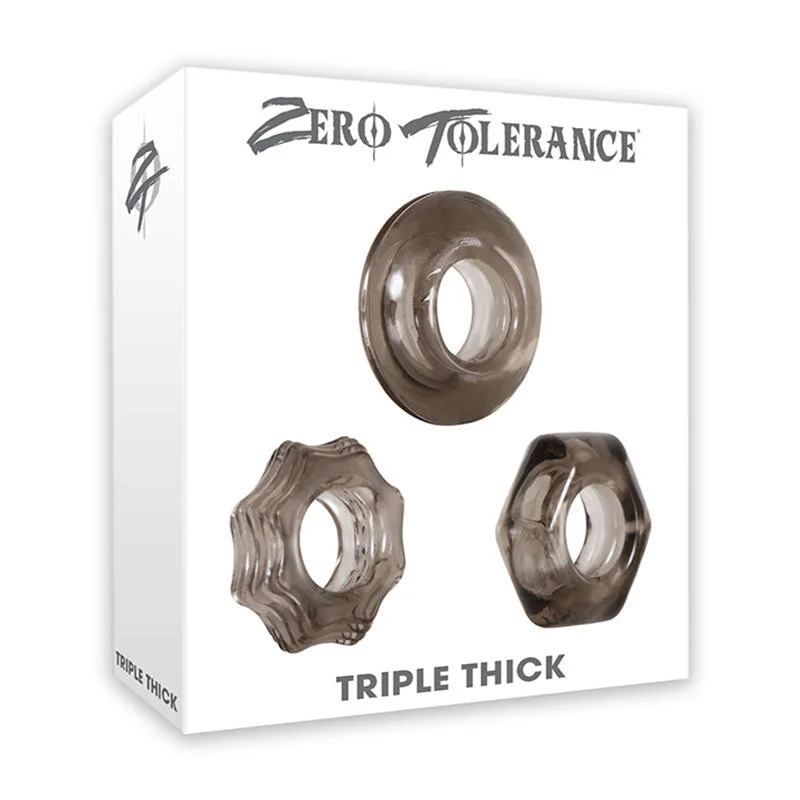 Zero Tolerance Triple Thick 3-Piece Cockring Set Smoke