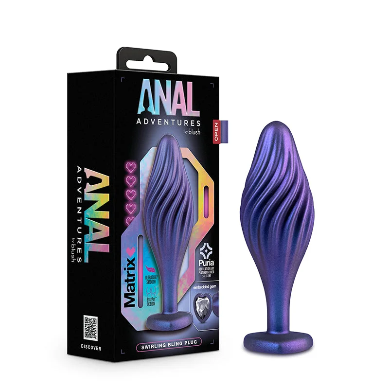 Blush Anal Adventures Matrix Silicone Swirling Bling Plug Sapphire