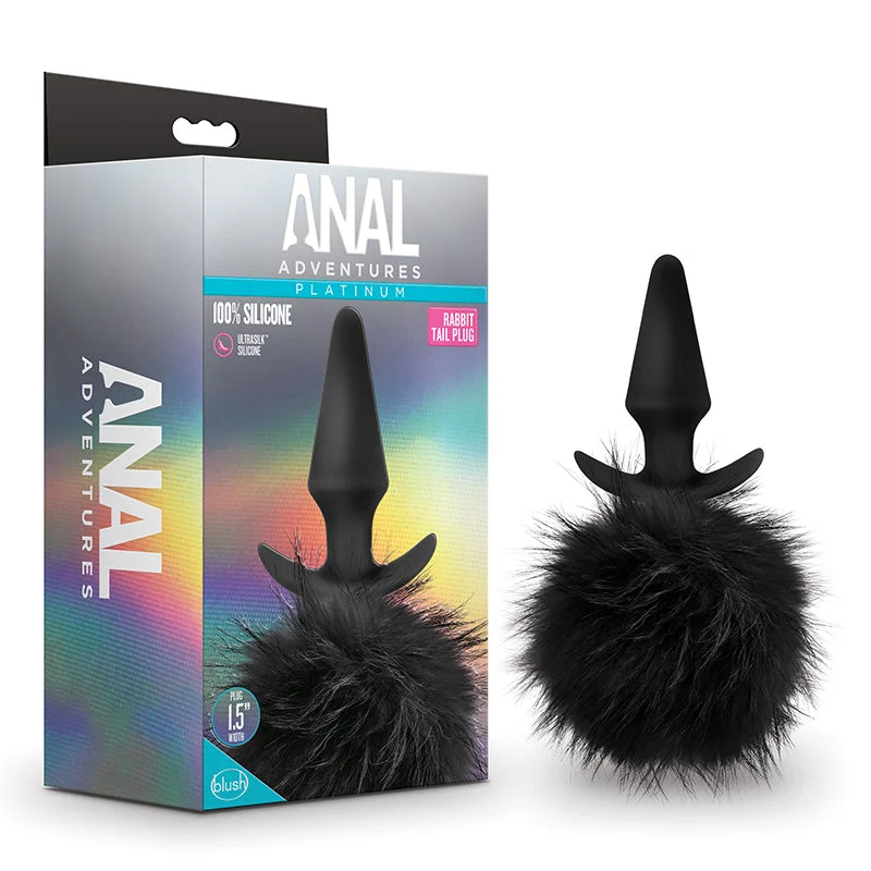 Blush Anal Adventures Platinum Silicone Rabbit Tail Plug Black