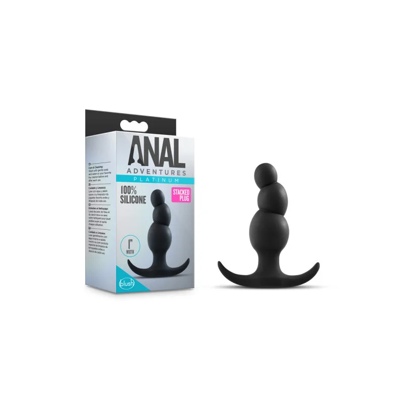 Blush Anal Adventures Platinum Silicone Stacked Plug Black