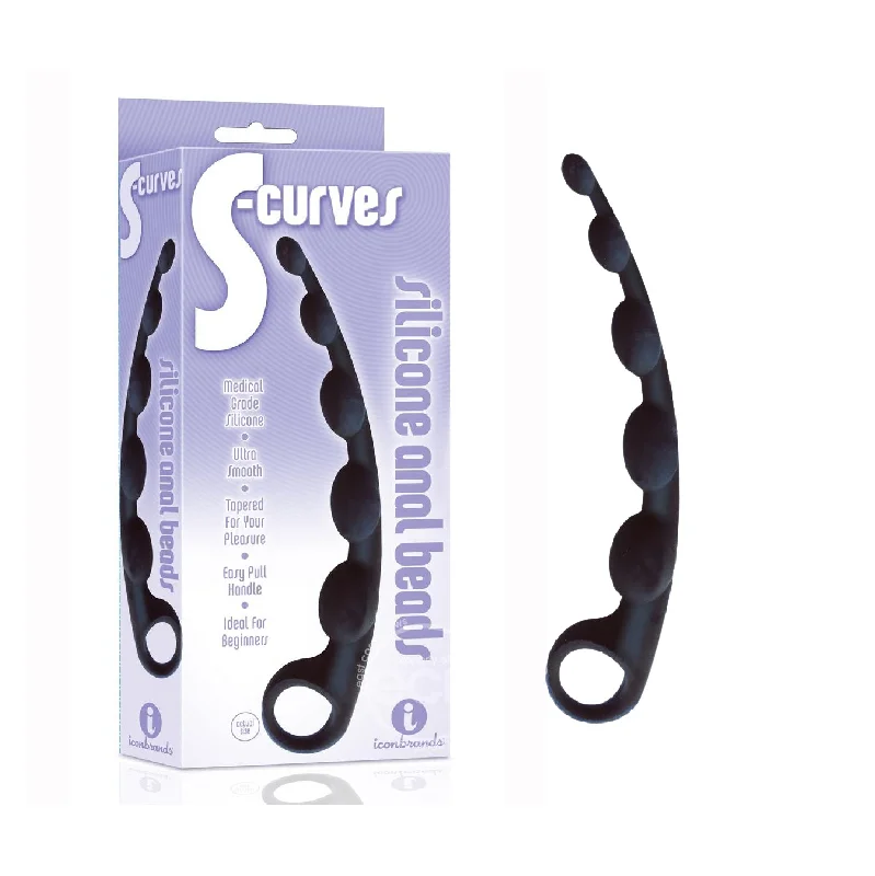 The 9's - S-Curves Silicone Anal Beads - Black